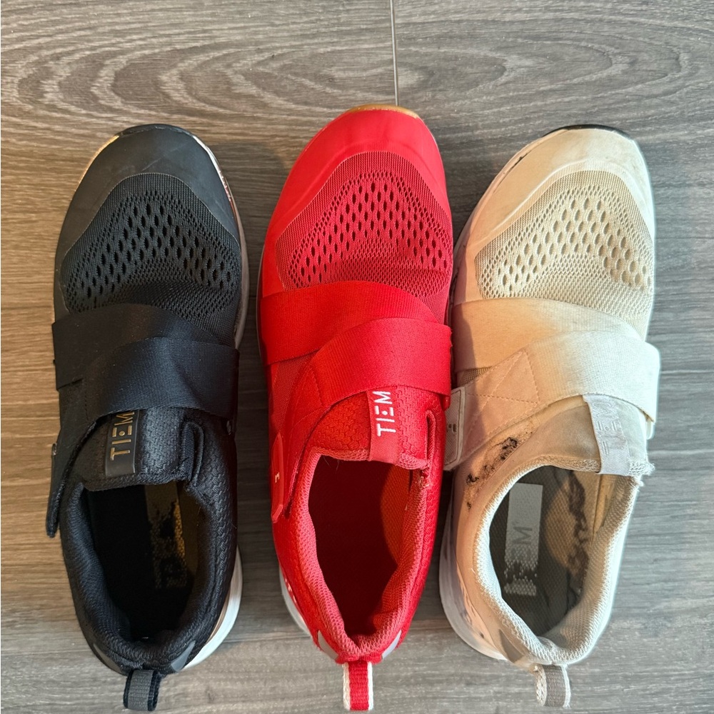 TIEM Cycling Shoes Trio - Black, Red, Tan
